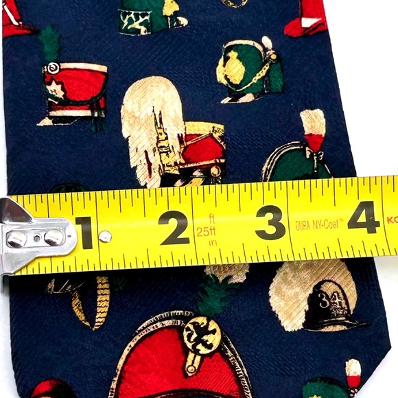 Tommy Hilfiger Men's Silk Necktie Navy Blue Military‎ Drummer Hat Print - Picture 5 of 5
